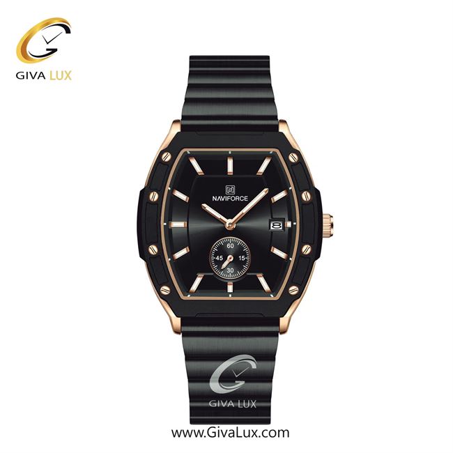 ساعت مچی اورجینال زنانه ناوی فورس|Naviforce|نوی فورس|نیوی فورس دو موتوره زیر ثانیه رزگلد-مشکی | مشکی| مشکی| کد رفرنس NF8068 RG/B